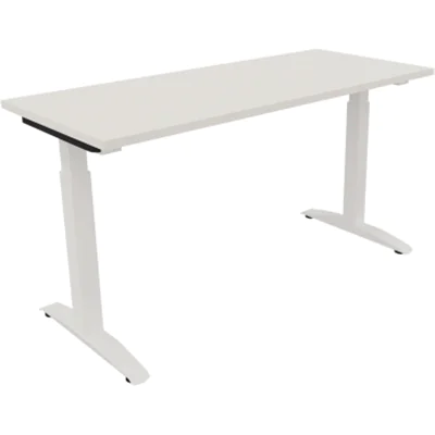 Schreibtisch Kufe Einzels. Quadrat B1400xT600xH650-850 ws/Weiß
