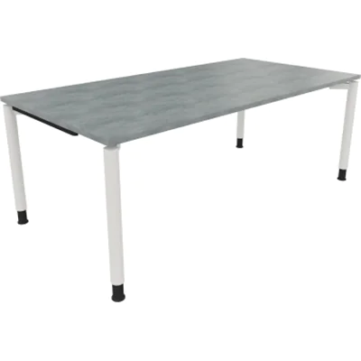 Schreibtisch Vierfuß Rundrohr B2000xT1000xH680-820 ws/Beton hell