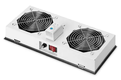 DIGITUS Professional DN-19 FAN-2-WM-I - Rack-Lüftereinsatz - mit 2 Ventilatoren, Thermostat - Wechselstrom 220/240 V (19")
