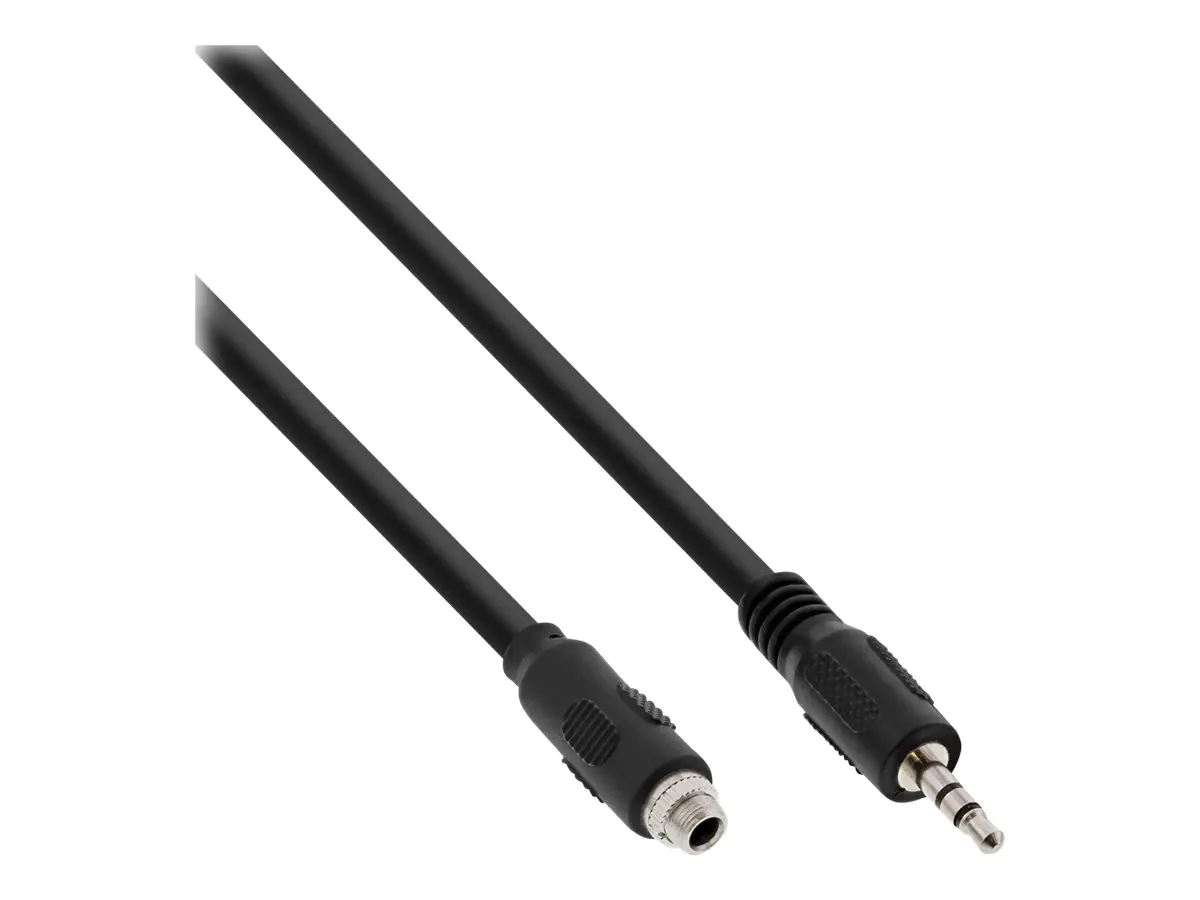 InLine - Audio-Adapter - Stereo Mini-Klinkenstecker (M) gerade bis Stereo Mini-Klinkenstecker (W) mit Gewinde - 60 cm - Schwarz