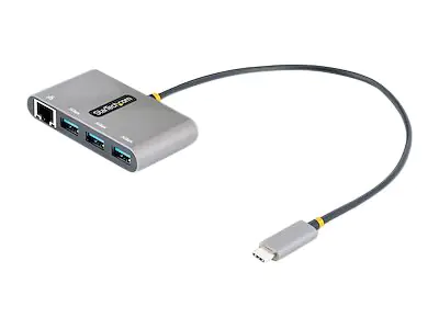 StarTech 3-Port USB-C Hub with Ethernet, 3x USB-A Ports, Gigabit Ethernet, USB 3.0 5Gbps, Bus-Powered, USB Type-C Hub w/ GbE and 1ft/30cm Long Cable, Portable USB-C to USB-A Laptop Hub - USB Expansion Hub (HB30C3A1GEA2) - Hub - 3 x SuperSpeed USB 3.0 + 1