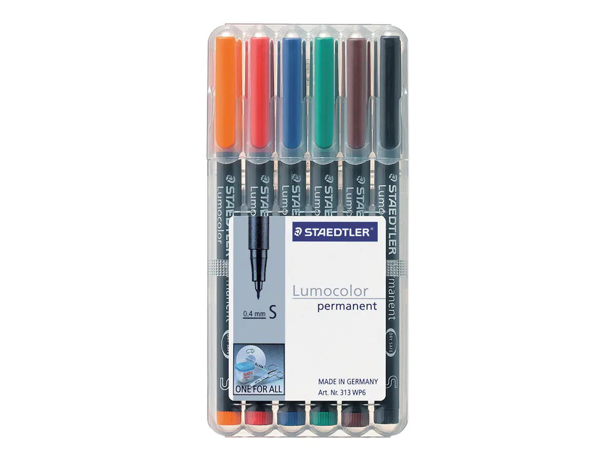 STAEDTLER Lumocolor 313 - Marker - permanent - 0.4 mm - extrafein (Packung mit 6) 313 WP6