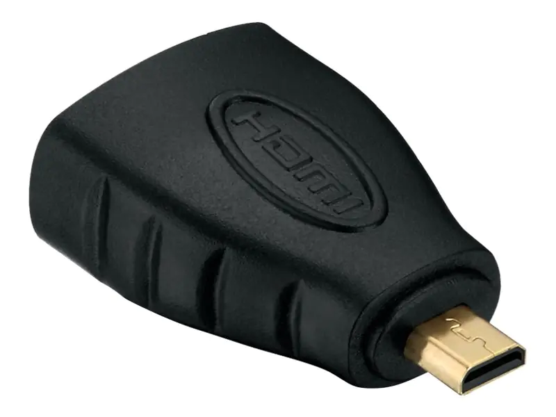 Helos BASIC - HDMI-Adapter mit Ethernet - 19 pin micro HDMI Type D männlich zu HDMI weiblich - Schwarz - 1080p-Unterstützung Helos BASIC - HDMI-Adapter mit Ethernet - 19 pin micro HDMI Type D männlich zu HDMI weiblich - Schwarz - 1080p-Unterstützung