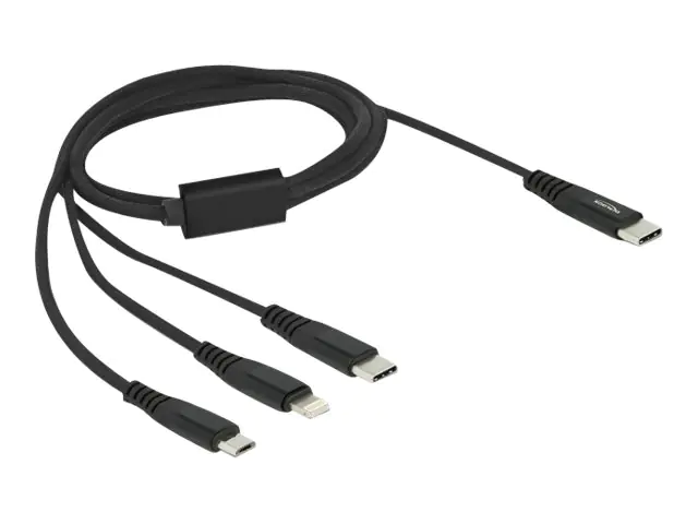 Delock - Kabel nur zum Laden - 24 pin USB-C zu Micro-USB Typ B, Lightning, 24 pin USB-C - 1 m - Schwarz