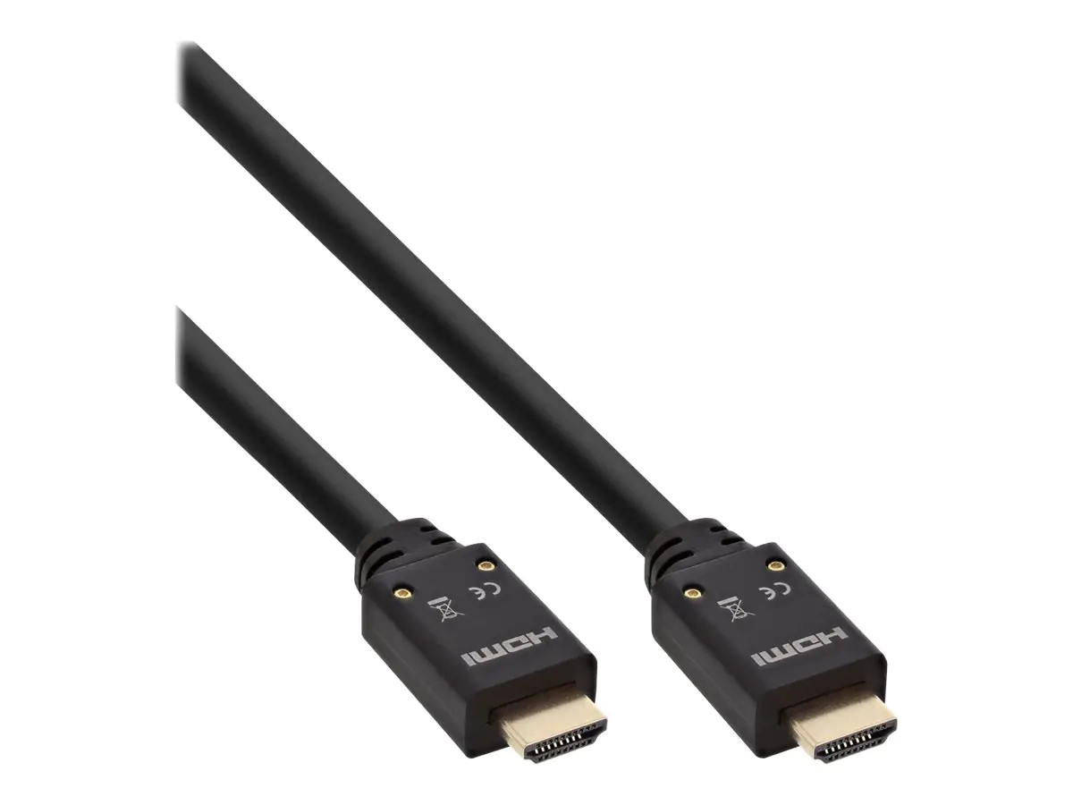 InLine High Speed - HDMI-Kabel mit Ethernet - HDMI Stecker zu HDMI Stecker - 20 m - Dreifachisolierung - Schwarz - geformt, 4K Unterstützung, aktiv InLine High Speed - HDMI-Kabel mit Ethernet - HDMI Stecker zu HDMI Stecker - 20 m - Dreifachisolierung - Schwarz - geformt, 4K Unterstützung, aktiv