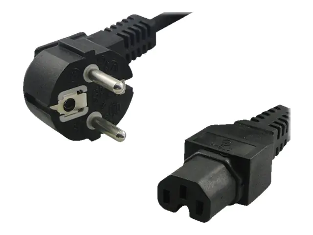 LogiLink - Stromkabel - IEC 60320 C15 zu power CEE 7/7 (S) - 2 m - 90° Stecker - Schwarz