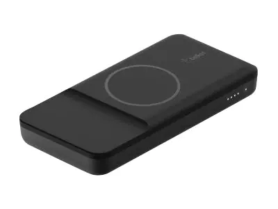 Belkin BoostCharge - Induktive Power Bank - 10000 mAh - 18 Watt - Fast Charge - 2 Ausgabeanschlussstellen (magnetisch, 24 pin USB-C, USB) - auf Kabel: USB-C - Schwarz - für Apple iPhone 12, 12 mini, 12 Pro, 12 Pro Max