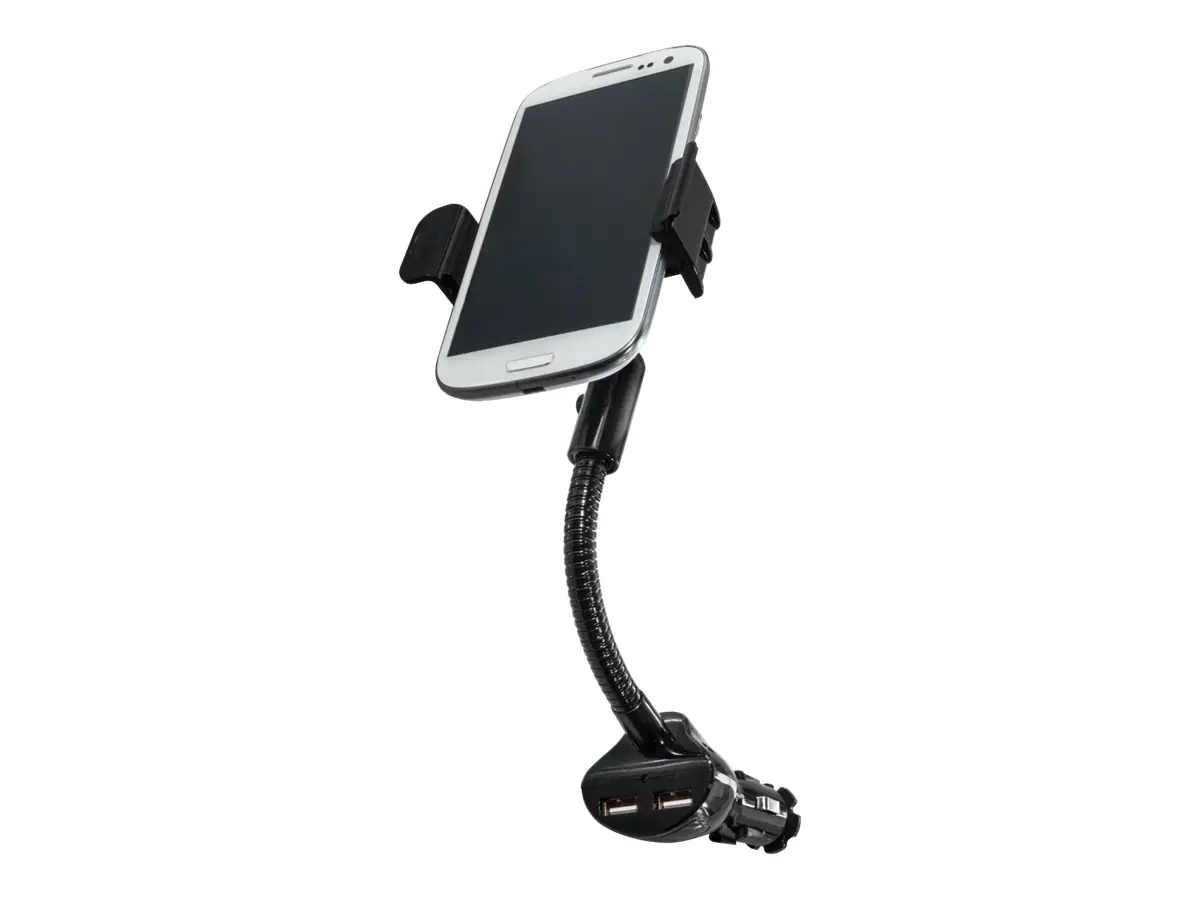 LogiLink Smartphone Kfz-Halterung - Auto-Netzteil - 15.5 Watt - 3.1 A - 2 Ausgabeanschlussstellen (USB) - Schwarz