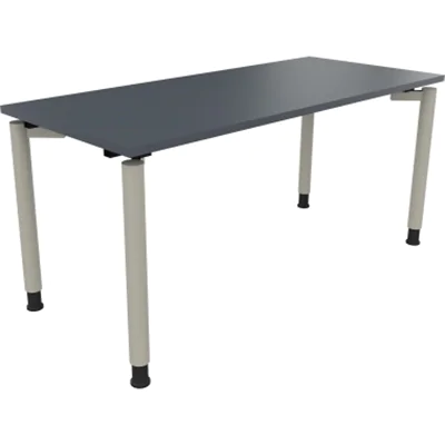 Schreibtisch Vierfuß Rundrohr B1600xT700xH680-820 si/Lavagrau