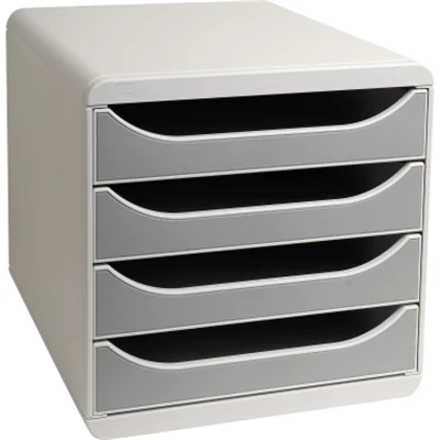 Exacompta Schubladenbox BIG-BOX 4 Schubladen DIN A4, Überbreite Polystyrol Gehäusefarbe: lichtgrau Farbe der Schublade: lichtgrau Exacompta Schubladenbox BIG-BOX 4 Schubladen DIN A4, Überbreite Polystyrol Gehäusefarbe: lichtgrau Farbe der Schublade: lichtgrau