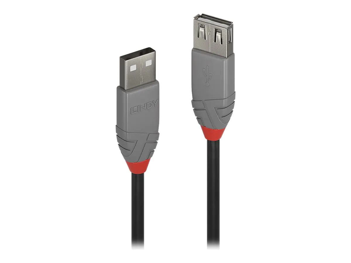 Lindy Anthra Line - USB-Verlängerungskabel - USB (M) zu USB (W) - USB 2.0 - 3 m - rund - Schwarz