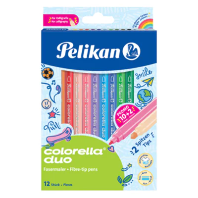 Pelikan Colorella Duo C407, Fein, 12 Farben, Mehrfarbig, Rund, 12 Stück(e), Karton mit Aufhänger 813846