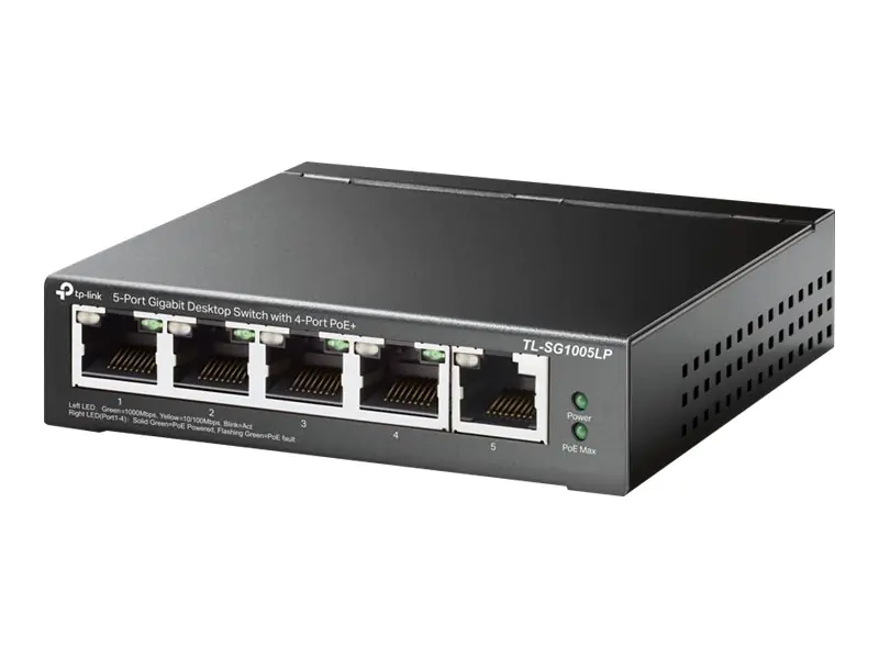 TP-Link TL-SG1005LP - V1 - Switch - unmanaged - 5 x 10/100/1000 (4 PoE+) - Desktop, wandmontierbar - PoE+ (40 W) TP-Link TL-SG1005LP - V1 - Switch - unmanaged - 5 x 10/100/1000 (4 PoE+) - Desktop, wandmontierbar - PoE+ (40 W)