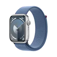 Apple Watch Series 9 (GPS) - 45 mm - Aluminium, Silber - intelligente Uhr mit Sportschleife - weiches, zweilagiges Nylon - Winter Blue - 64 GB - Wi-Fi, Bluetooth, UWB - 38.7 g