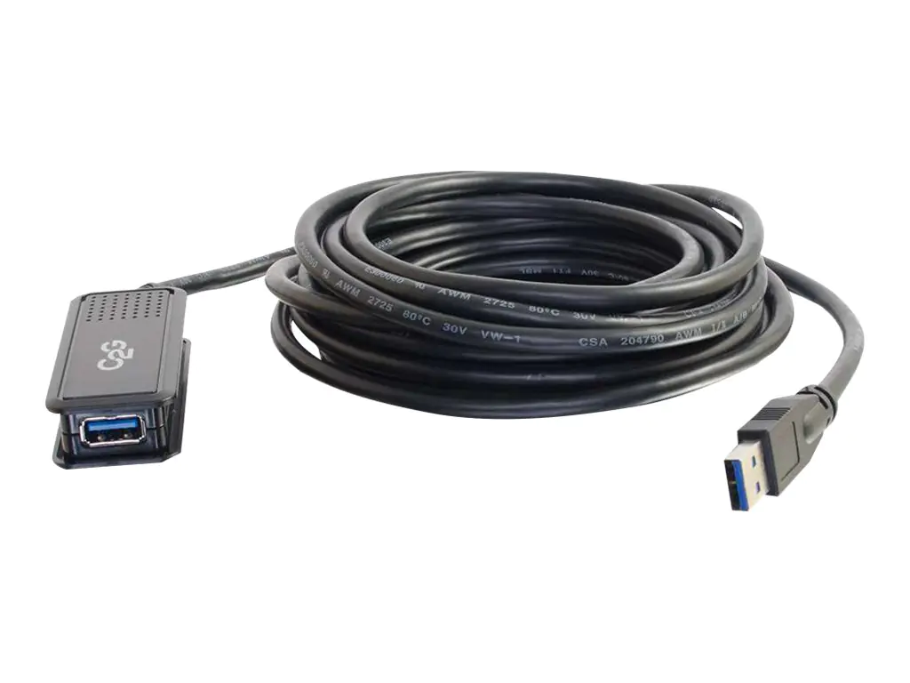 C2G 5m USB 3.0 USB-A Male to USB-A Female Active Extension Cable - USB-Verlängerungskabel - USB Typ A (M) bis USB Typ A (W) - USB 3.0 - 30 V - 5 m - aktiv - Schwarz