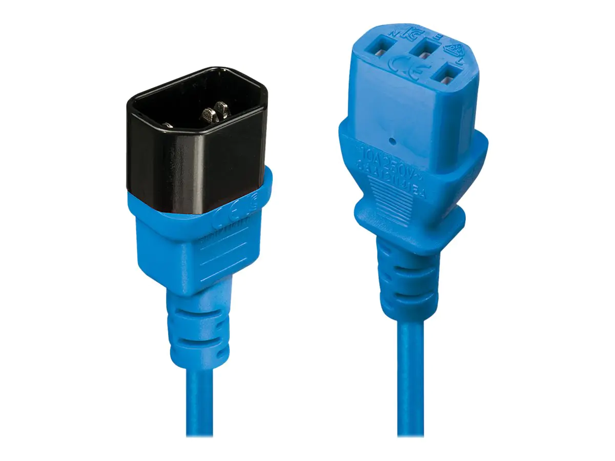 Lindy - Spannungsversorgungs-Verlängerungskabel - IEC 60320 C13 bis IEC 60320 C14 - 1 m - geformt - Blau