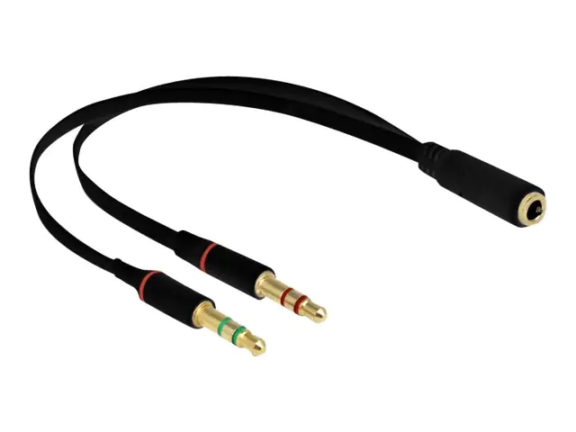 Delock - Headsetadapter - 4-poliger Mini-Stecker weiblich zu mini-phone stereo 3.5 mm männlich - 20 cm - Schwarz