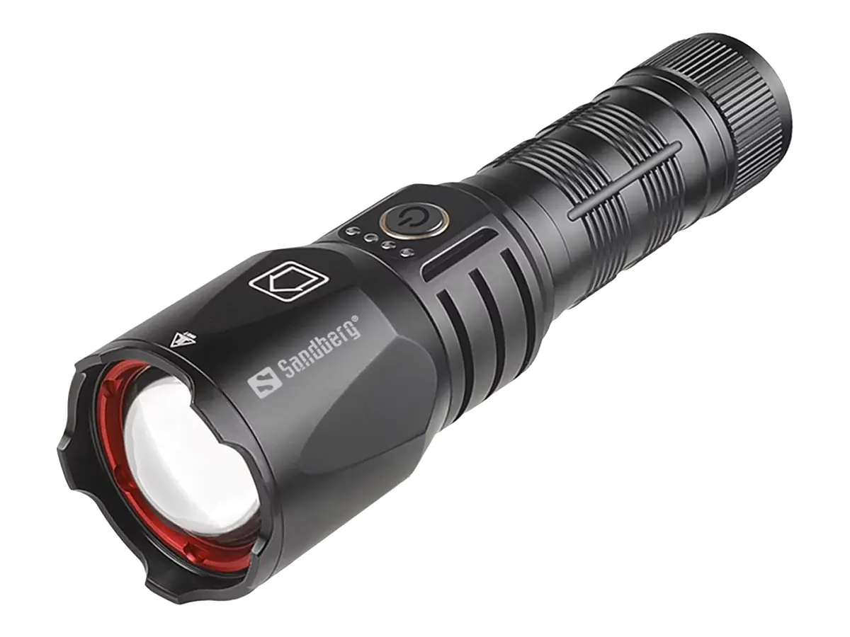 Sandberg Active Survivor Torch Powerbank 5000 - Powerbank - 5000 mAh - 18.5 Wh - 2 A - 2 Ausgabeanschlussstellen (USB, 24 pin USB-C) - Schwarz