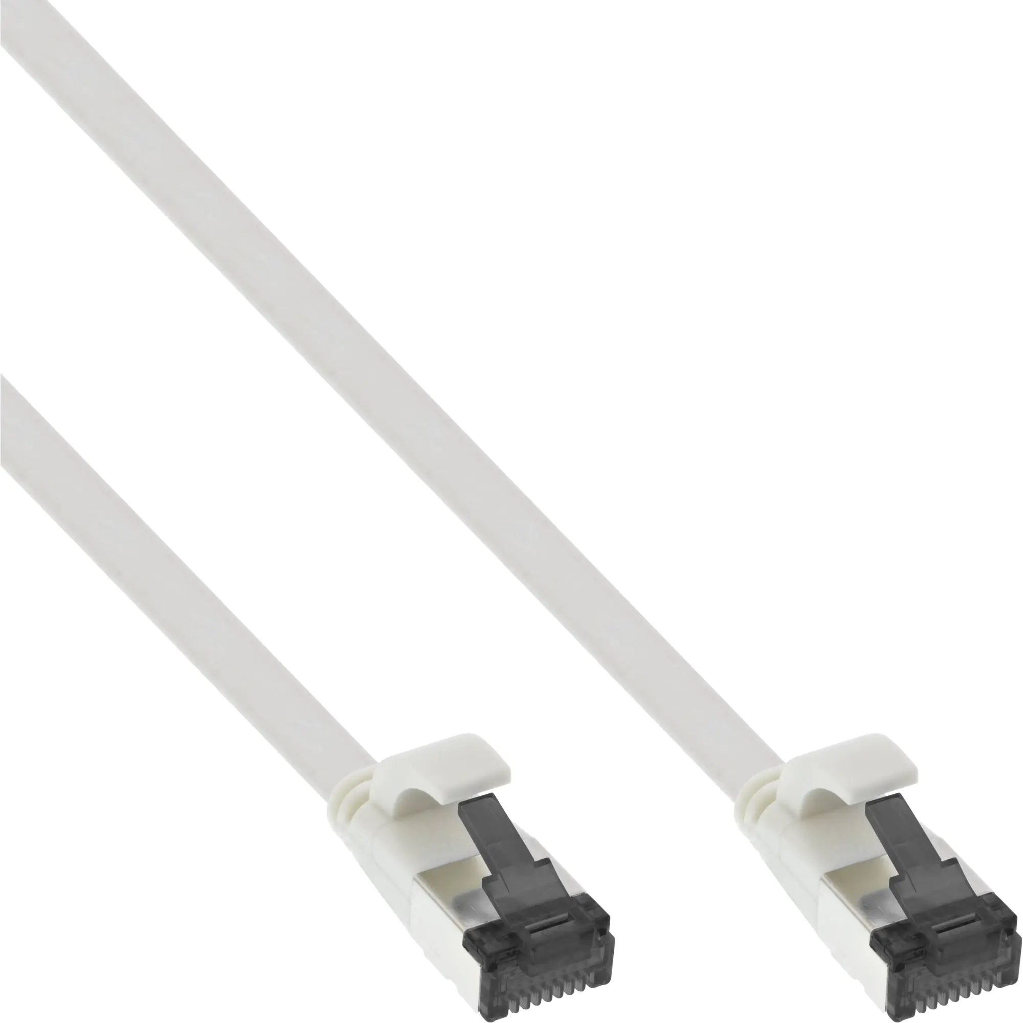 InLine - Patch-Kabel - RJ-45 (M) zu RJ-45 (M) - 5 m - U/FTP, PiMF - CAT 8.1 - halogenfrei, geformt, ohne Haken, verseilt, flach, hauchvergoldete Kontakte - weiß