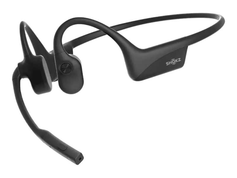 SHOKZ OpenComm2 UC - Industrial Version - Headset - offenes Ohr - hinter dem Nacken angebracht - Bluetooth - kabellos - Adapter USB-A via Bluetooth - Schwarz - Zoom Certified