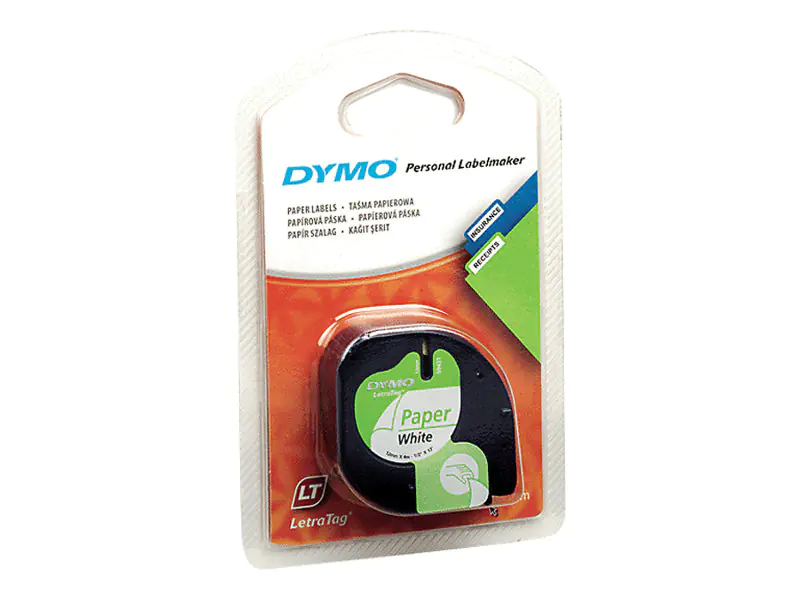 Dymo LetraTAG - Papier - Schwarz auf Weiß - Rolle (1,2 cm x 4 m) 1 Kassette(n) Band - für LetraTag LT-100H, LT-100T