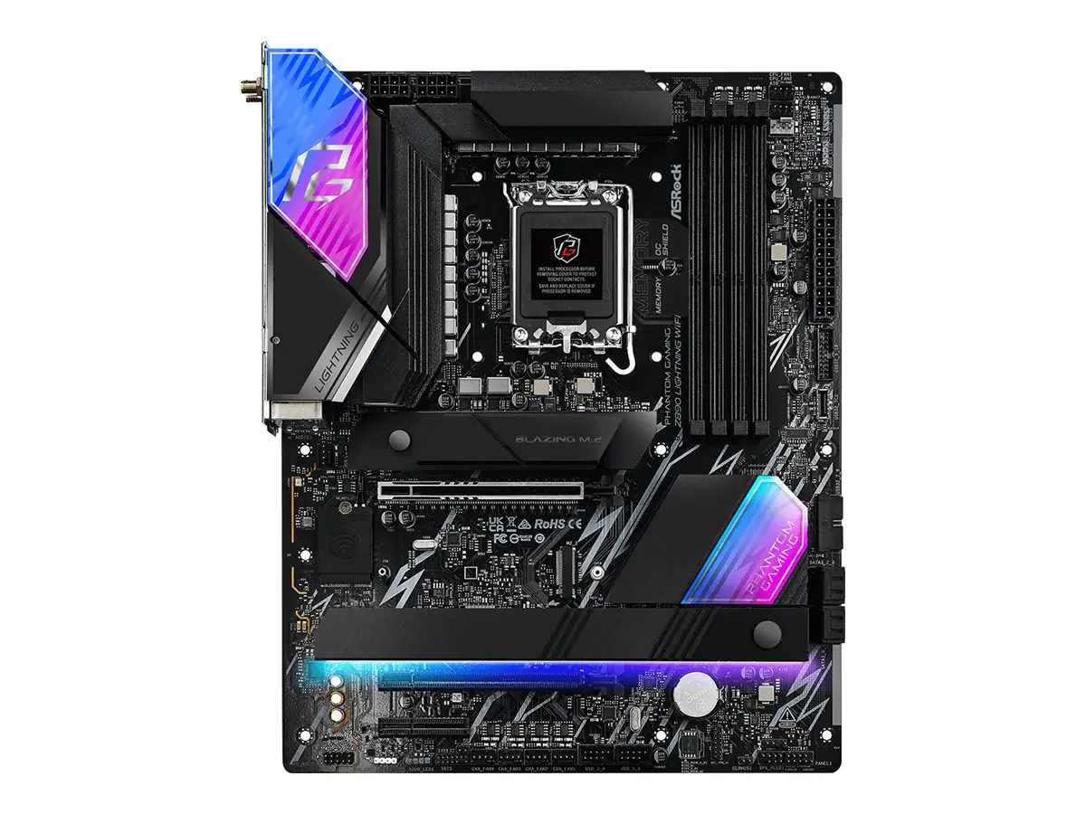 ASRock Phantom Gaming Z890 LIGHTNING WIFI - Motherboard - ATX - LGA1851-Sockel - Z890 Chipsatz - USB4, USB-C 3.2 Gen 2x2, USB 3.2 Gen 2, USB 3.2 Gen 1 - 2.5 Gigabit LAN, Wi-Fi 7, Bluetooth - Onboard-Grafik (CPU erforderlich) - HD Audio (8-Kanal)