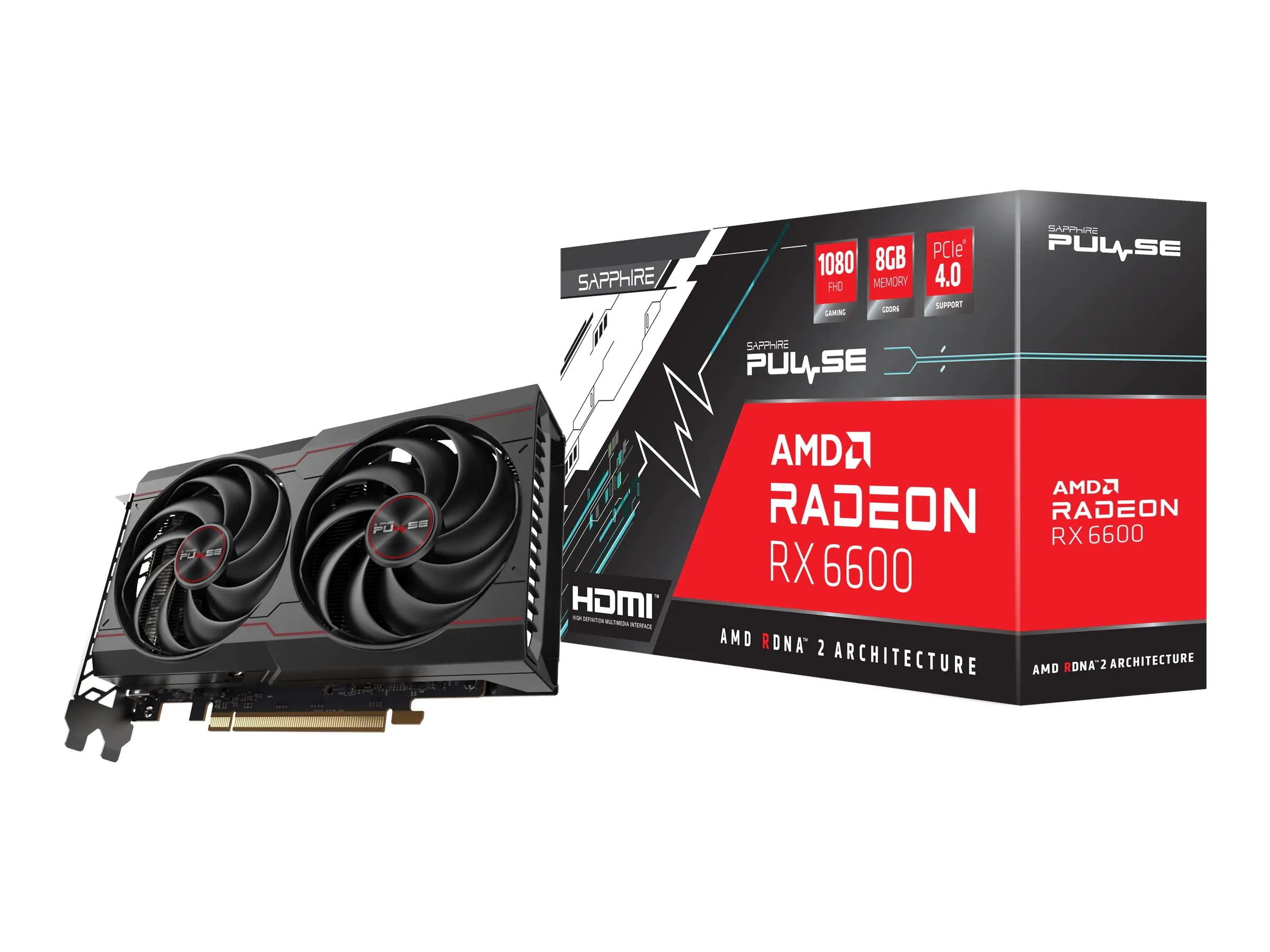 Sapphire Pulse Radeon RX 6600 - Grafikkarten - Radeon RX 6600 - 8 GB GDDR6 - PCIe 4.0 - HDMI, 3 x DisplayPort