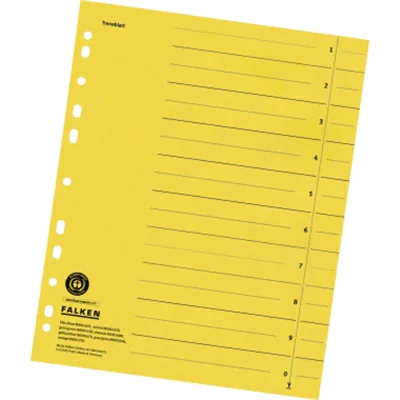 Falken Trennblatt DIN A4 Manilakarton gelb schwarz 100 St./Pack. Falken Trennblatt DIN A4 Manilakarton gelb schwarz 100 St./Pack.