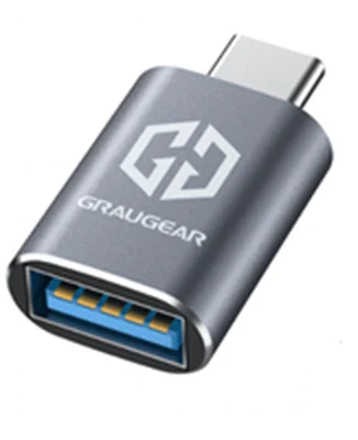 GrauGear G-AD-ATC-10G-2, USB Typ-A, USB Typ-C, Weiblich, Grau, 10 Gbit/s, 19 mm