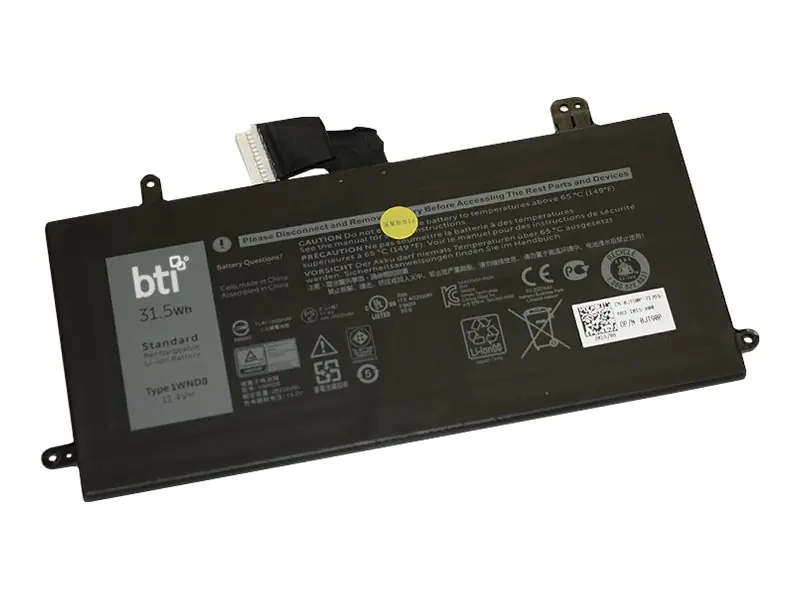 BTI - Laptop-Batterie (gleichwertig mit: Dell 01WND8, Dell 1WND8, Dell JT90P) - Lithium-Ionen - 3 Zellen - 2622 mAh - 31.5 Wh - für Dell Latitude 5285 2-in-1