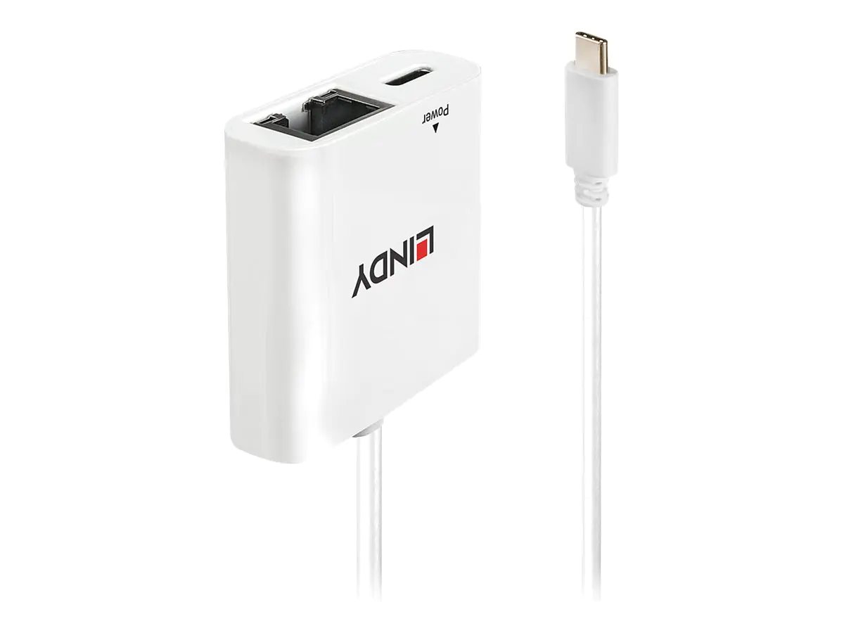 Lindy USB 3.1 Type C Gigabit Ethernet Converter with Power Delivery - Netzwerkadapter - USB-C 3.1 - Gigabit Ethernet - weiß