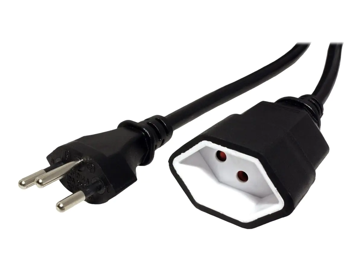 VALUE - Spannungsversorgungs-Verlängerungskabel - Typ 12 (M) zu Typ 13 (W) - Wechselstrom 250 V - 10 A - 5 m - Schwarz