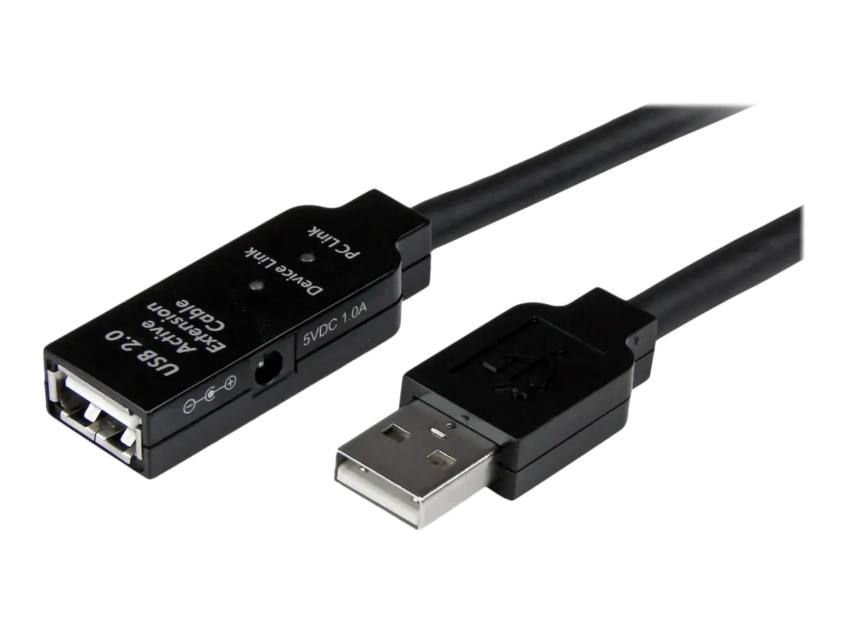 StarTech 15m USB 2.0 Repeater Kabel - Aktives USB Verlängerungskabel mit Signalverstärker - 1 x USB Stecker/ 1 x USB Buchse - USB-Verlängerungskabel - USB (W) zu USB (M) - USB 2.0 - 15 m - aktiv - Schwarz - für P/N: SVA5H2NEUA, UUSBOTG
