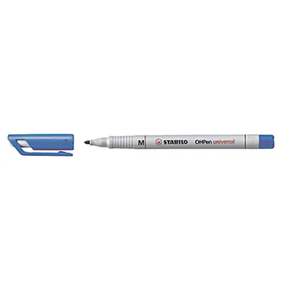 STABILO OHPen, 1 Stück(e), Blau, Blau, Silber, Kunststoff, Rund, Medium 853-41