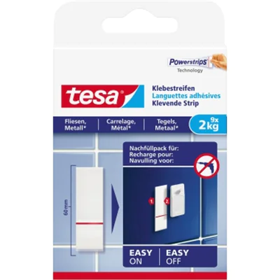 tesa® Klebepad Fliesen, Metall, Kunststoff, Holz, Glas Innenbereich 20 x 60 mm (B x L) weiß 9 St./Pack.