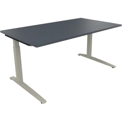 Schreibtisch Kufe Einzels. Quadrat B1600xT900xH650-850 si/Lavagrau