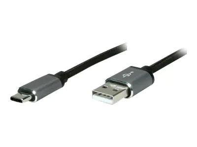 Roline - USB-Kabel - USB-C (M) gelötet zu USB (M) gelötet - USB 2.0 - 80 cm - Schwarz