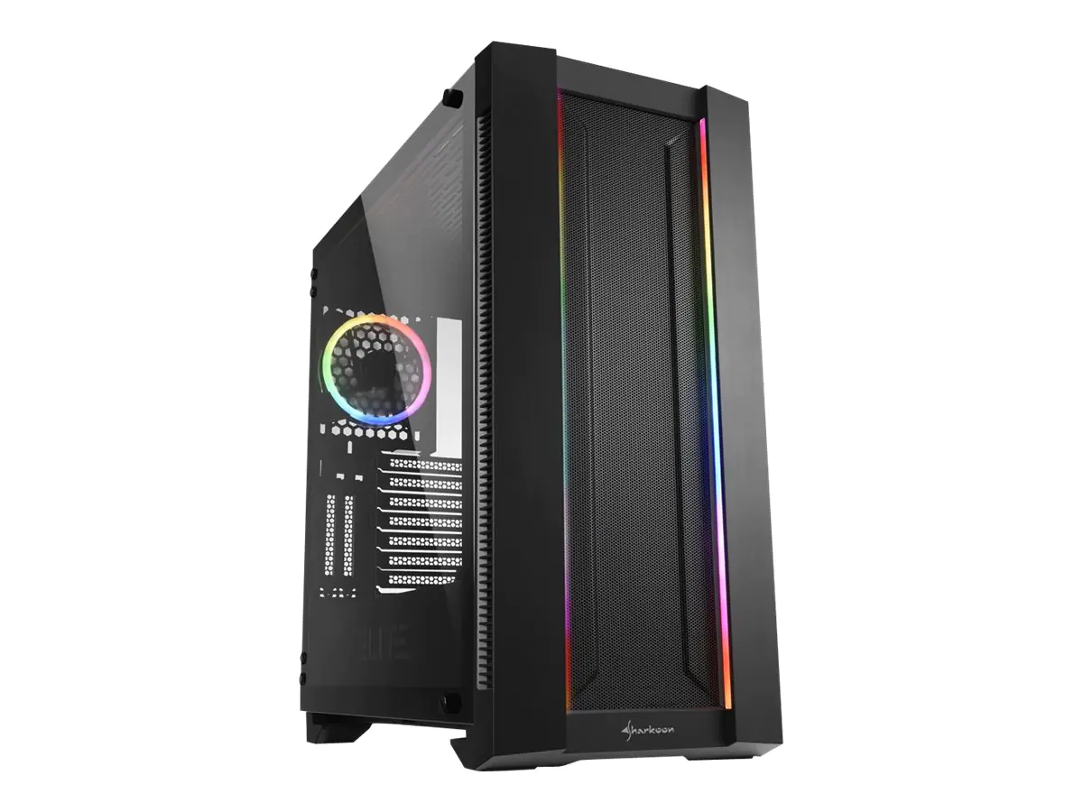 Sharkoon Elite Shark CA200M - Tower - E-ATX / SSI EEB - Seitenteil mit Fenster (gehärtetes Glas) - keine Spannungsversorgung - Schwarz - USB/Audio