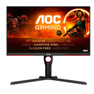 AOC Gaming Q27G3XMN/BK - LED-Monitor - Gaming - 68.58 cm (27") - 2560 x 1440 QHD @ 180 Hz - VA - 700 cd/m² - 4000:1 - DisplayHDR 1000 - 1 ms - HDMI, DisplayPort - Schwarz