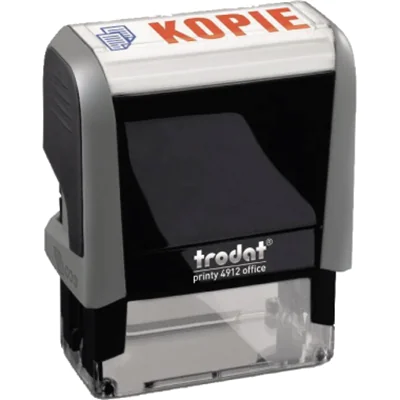 TRODAT Wedo 51 4912224, Selbstfärbestempel, Textstempel, Kunststoff, 42 x 12 mm, Schwarz, Grau, Blau/Rot 43227