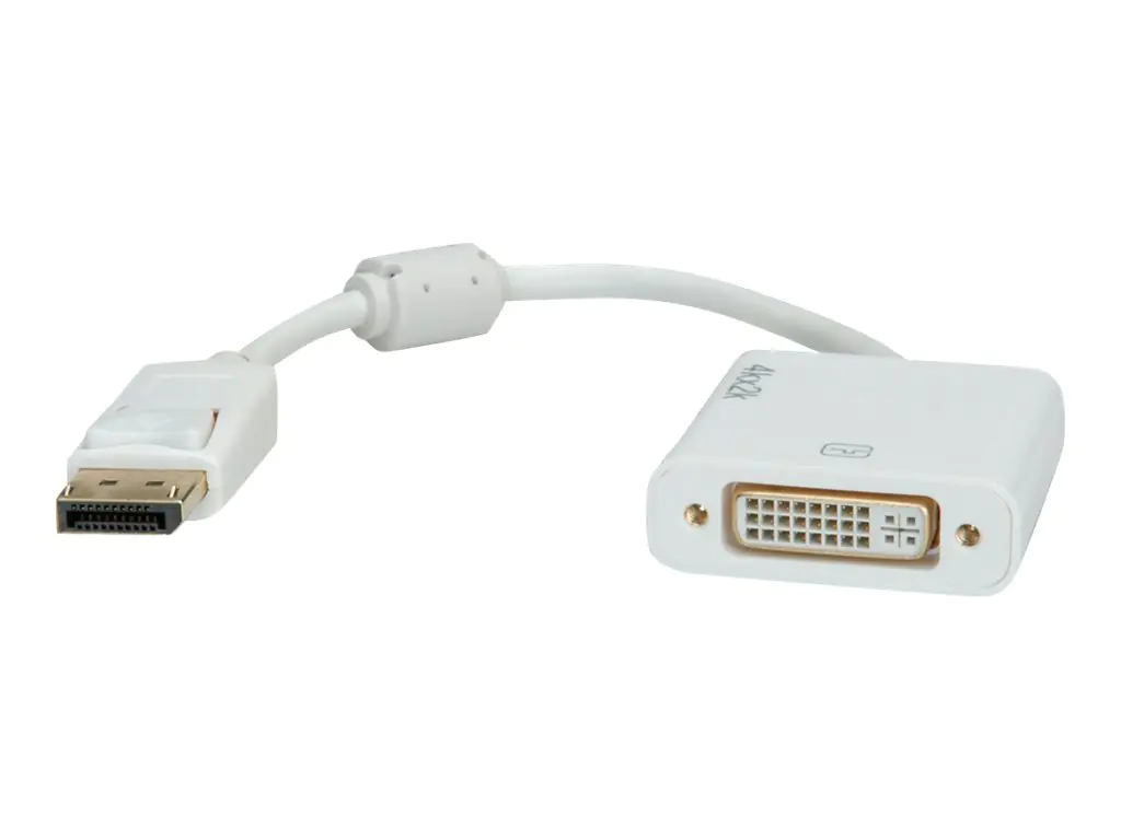 Roline - Display-Adapter - Dual Link - DisplayPort (M) bis DVI-D (W) - 15 cm - passiv, 4K Unterstützung - weiß Roline - Display-Adapter - Dual Link - DisplayPort (M) bis DVI-D (W) - 15 cm - passiv, 4K Unterstützung - weiß