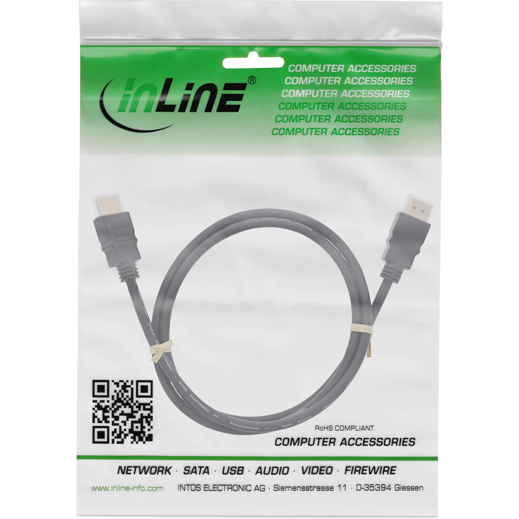 InLine HDMI Kabel - HDMI-High Speed mit Ethernet - St/St - schwarz - 2,5m