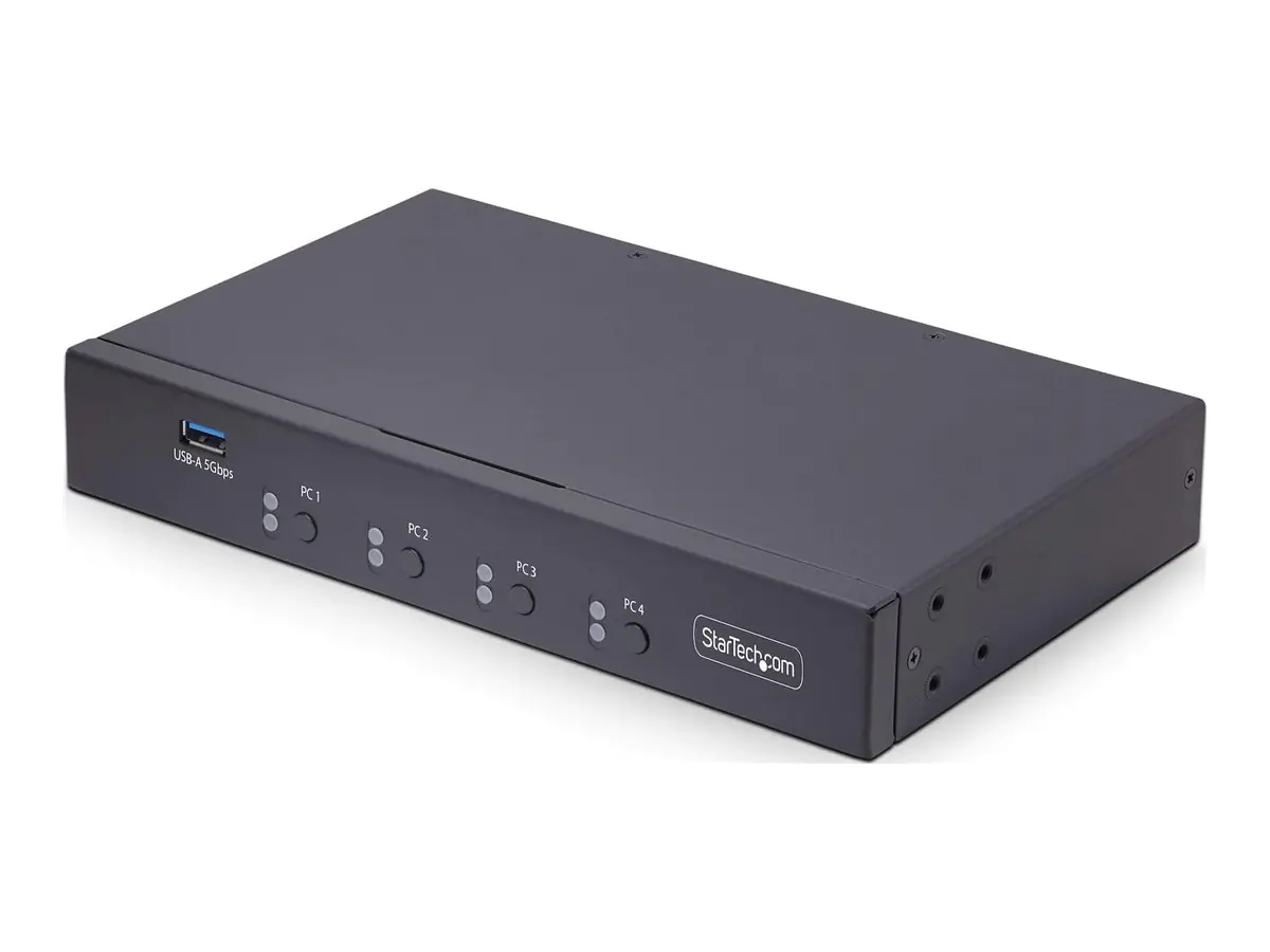 StarTech.com 4-Port KM Switch with Mouse Roaming, USB Switch for Keyboard/Mouse, 3.5mm and USB Audio