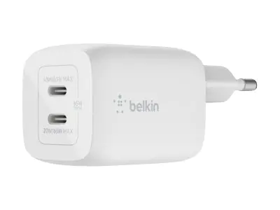 Belkin BoostCharge Pro GaN - Netzteil - PPS- und GaN-Technologie - 65 Watt - Fast Charge, PD 3.0 - 2 Ausgabeanschlussstellen (2 x USB-C) - weiß Belkin BoostCharge Pro GaN - Netzteil - PPS- und GaN-Technologie - 65 Watt - Fast Charge, PD 3.0 - 2 Ausgabeanschlussstellen (2 x USB-C) - weiß