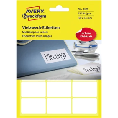 Avery Zweckform Vielzwecketikett 3325 38x24mm weiß 522 St./Pack. Avery Zweckform Vielzwecketikett 3325 38x24mm weiß 522 St./Pack.