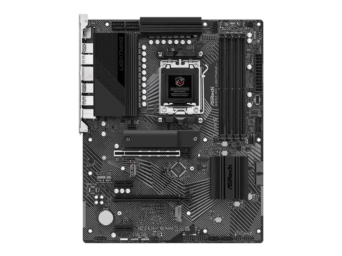 ASRock B650 PG Lightning - Motherboard - ATX - Socket AM5 - AMD B650 Chipsatz - USB-C 3.2 Gen 2x2, USB-C 3.2 Gen2, USB 3.2 Gen 1 - 2.5 Gigabit LAN - Onboard-Grafik (CPU erforderlich) - HD Audio (8-Kanal)
