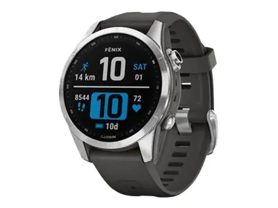 Garmin fenix 7S - 42 mm - silber - Sportuhr mit Band - Silikon - Graphit - Handgelenkgröße: 108-182 mm - Anzeige 3.04 cm (1.2") - 16 GB - Bluetooth, Wi-Fi, ANT+ - 63 g