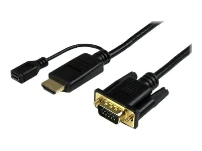 StarTech 1,8m aktives HDMI auf VGA Konverter Kabel - HDMI zu VGA Adapter 180cm - Schwarz - 1920x1200 / 1080p - Adapterkabel - HDMI, Mikro-USB Typ B (nur Strom) zu HD-15 (VGA) männlich - 2 m - Schwarz - aktiv, 1920 x 1200 (WUXGA) Support - für P/N: MST30C2