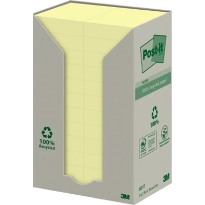 Post-it Haftnotiz Recycling Notes 653-1T 38x51mm gelb 24 St./Pack.