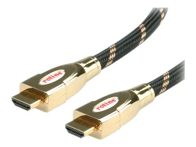 Roline Gold HDMI Ultra HD with Ethernet - HDMI-Kabel mit Ethernet - HDMI männlich zu HDMI männlich - 1 m - Doppelisolierung - schwarz-gold Roline Gold HDMI Ultra HD with Ethernet - HDMI-Kabel mit Ethernet - HDMI männlich zu HDMI männlich - 1 m - Doppelisolierung - schwarz-gold